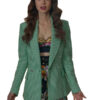 Emily in Paris S02 Emily Cooper Green Houndstooth Blazer