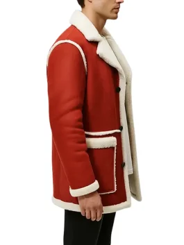Festive Red Shearling Jacket for Christmas Party Look
