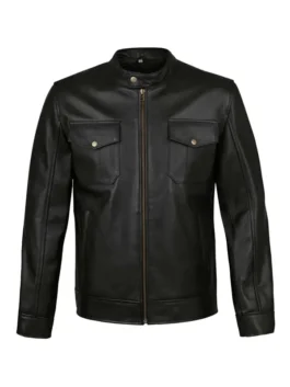 Men’s 4 Pockets Black Leather Jacket