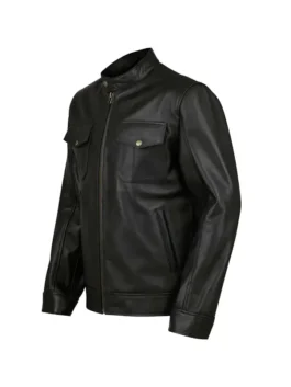 Men’s 4 Pockets Black Leather Jacket
