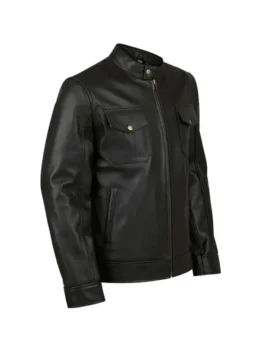 Men’s 4 Pockets Black Leather Jacket
