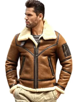 Men’s B3 Shearling aviator jacket brown leather