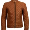 Men’s Cafe Racer Jacket Quilted Brown Jacket