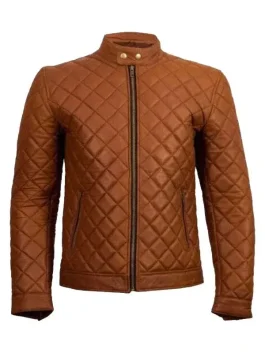 Men’s Cafe Racer Jacket Quilted Brown Jacket