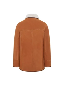 Mens Tan Sheepskin Shearling Pea Coat