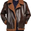 Men’s leather shearling jacket in classic winter style