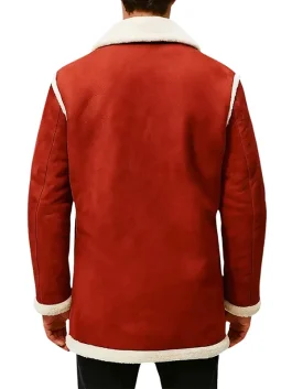 Santa Style Red Shearling Jacket for Men’s Holiday Outfit
