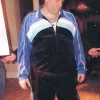 Tony Soprano blue tracksuit front view showing a clean fit, zip front style, and classic casual look.
