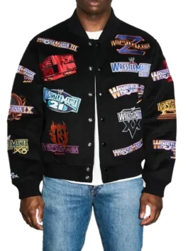 WWE WrestleMania 1-21 Black Varsity Jacket 2