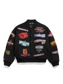WWE WrestleMania 1-21 Black Varsity Jacket