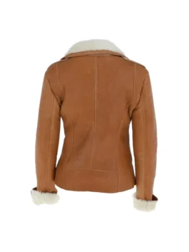 Women’s Brown Asymmetrical Shearling Leather Jacket