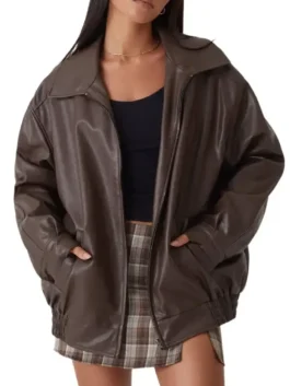 Womens Brown Baggy Leather Jacket