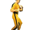 A full profile of the yellow and black Death Bruce Lee Tracksuit for a complete athletic look.