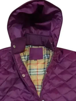 purple quilted jacket