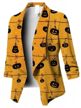 Halloween Pumpkin Printed Blazer