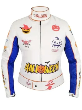 Halloween Pumpkin Printed Racer Jacket 2