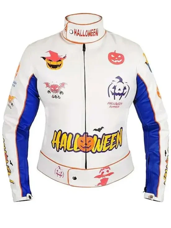 Halloween Pumpkin Printed Racer Jacket 2