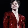Harry Styles Australia 2023 August Red Jacket front view showing a bold stage ready look.