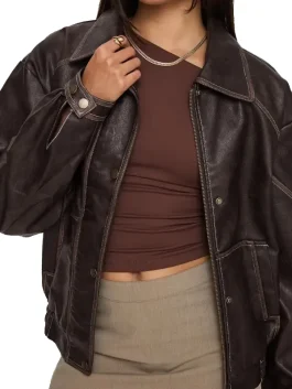 Jaxton Vegan Leather Brown Jacket