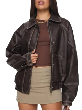 Jaxton Vegan Leather Jacket Brown