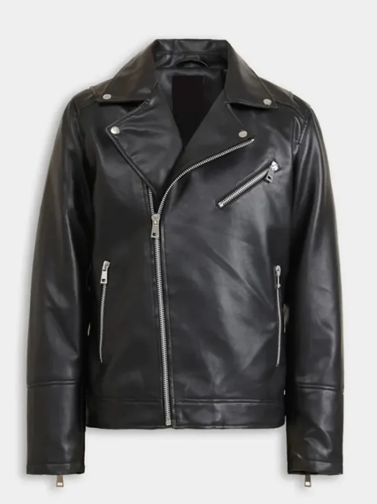 Men’s Black Leather Biker Jacket 3
