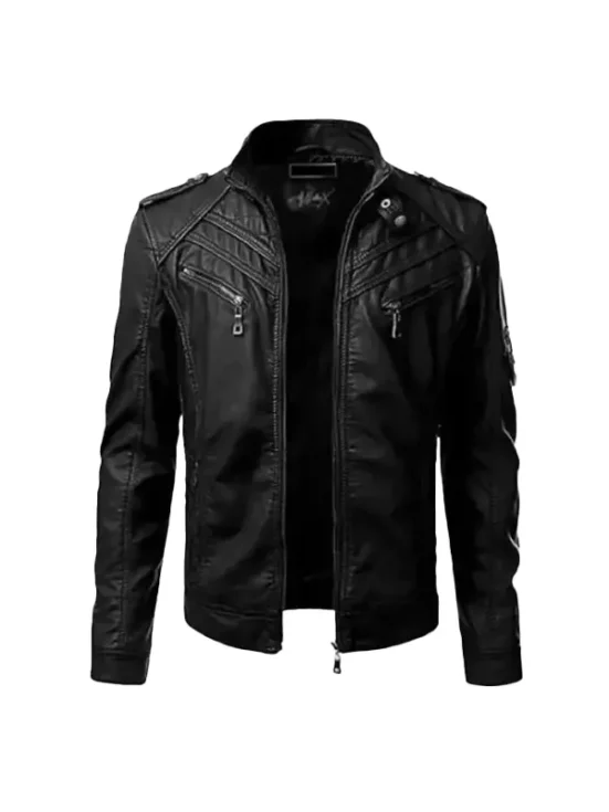 Mens Leather Biker Jacket