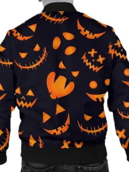 Pumpkins Print Halloween Orange Bomber Jacket