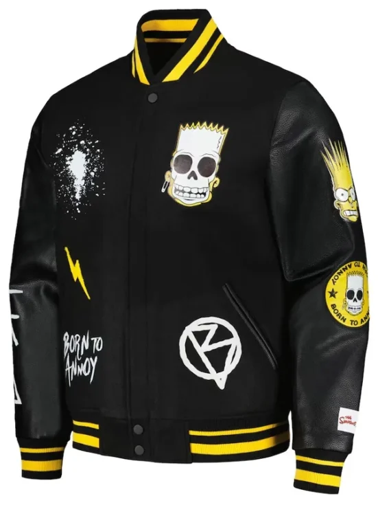 Simpsons Born to Annoy Black Varsity Jacket
