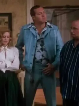 Cousin Eddie powder blue leisure suit full outfit during Christmas dinner party