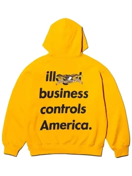 Antihero Illegal Business Controls America hoodie, grey, featuring bold text graphic.