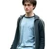 Gryffindor Harry Potter Azkaban Track Jacket in a dark fabric with contrasting white sleeve stripes for a classic, casual look.