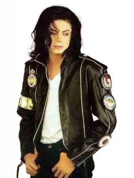 Michael Jackson Elizabeth Taylor Tribute Black Leather Jacket