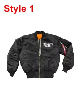 Rear of the Narcissist casual fashion bomber with a sharp, stylized Narcissist graphic bomber jacket logo print.