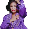 Selena Quintanilla Purple Jacket Selena Quintanilla Purple Jacket, iconic look with rhinestone accents and matching bustier outfit.