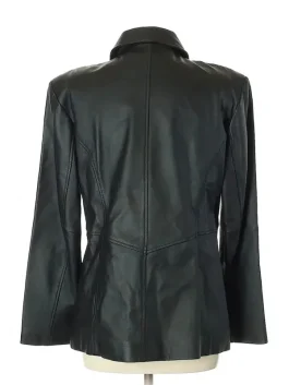 Back view of a vintage Jacqueline Ferrar leather jacket, showcasing the design of this Jacqueline Ferrar cropped leather jacket.