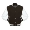 Brown and White Varsity Jacket back view showing a clean, high-quality finish.