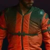 Cyberpunk 2077 Samurai jacket in a bold red finish with a high-tech stand-up collar.