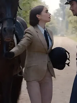 Front view of the stylish Emily Cooper Blazer featured in Season 5 of the series.