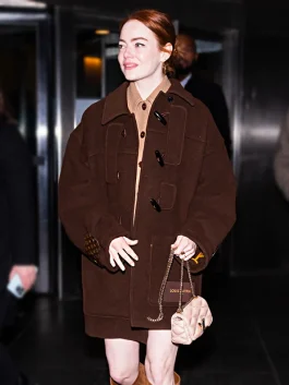 Emma Stone Brown Toggle Coat