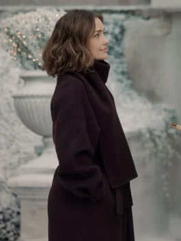 Minka Kelly Champagne Problems Maroon Wool Trench Coat