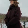 Minka Kelly Maroon Coat