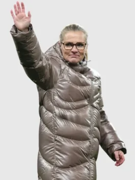 Sarina Wiegman Women’s International Friendly 2025 Brown Puffer Coat