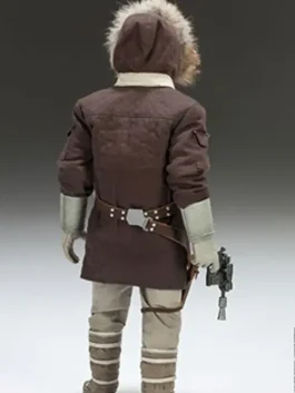 A long brown canvas duster coat with a high collar and utility belts, inspired by Star Wars.