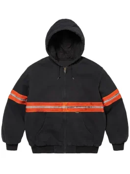 Supreme-Reflective-Stripe-Hooded-Work Jacket-Black