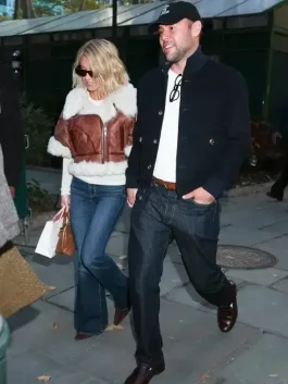 A classic brown leather aviator jacket as seen on Sydney Sweeney.