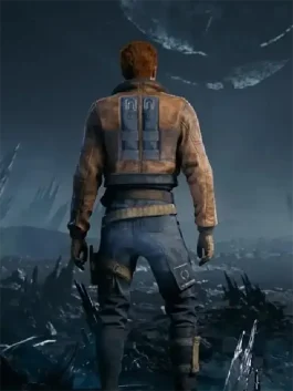 A stylish bomber jacket with ribbed cuffs and a stand-up collar, inspired by Jedi Survivor.