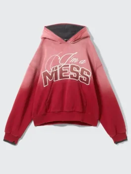 Landon Barker I’m a Mess hoodie fleece fabric close up showing soft texture and warm inner feel.