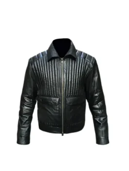 A modern black jacket with subtle rebel and galactic design elements from the Star Wars films.