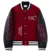 AC Milan x Off-White Ruben Loftus-Cheek varsity jacket front view with snap closure and ribbed trims