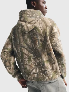 The back view of the Buffalo Bills camouflage hoodie showing the large vintage graphic.